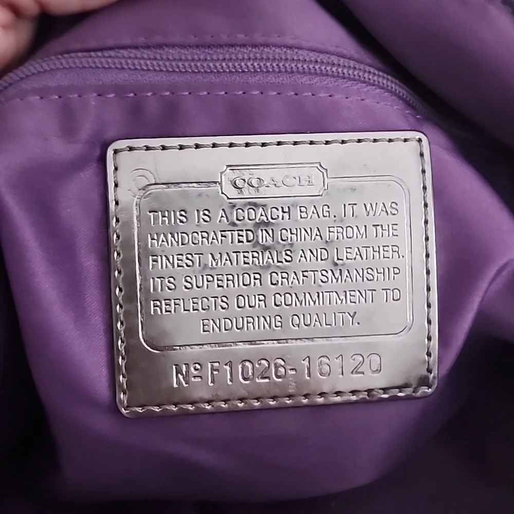 Coach Poppy Purple Tartan Metallic Shoulder Bag Purse - Picture 13 of 16